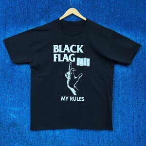 Black Flag My Rules Punk T-shirt Size Extra Large